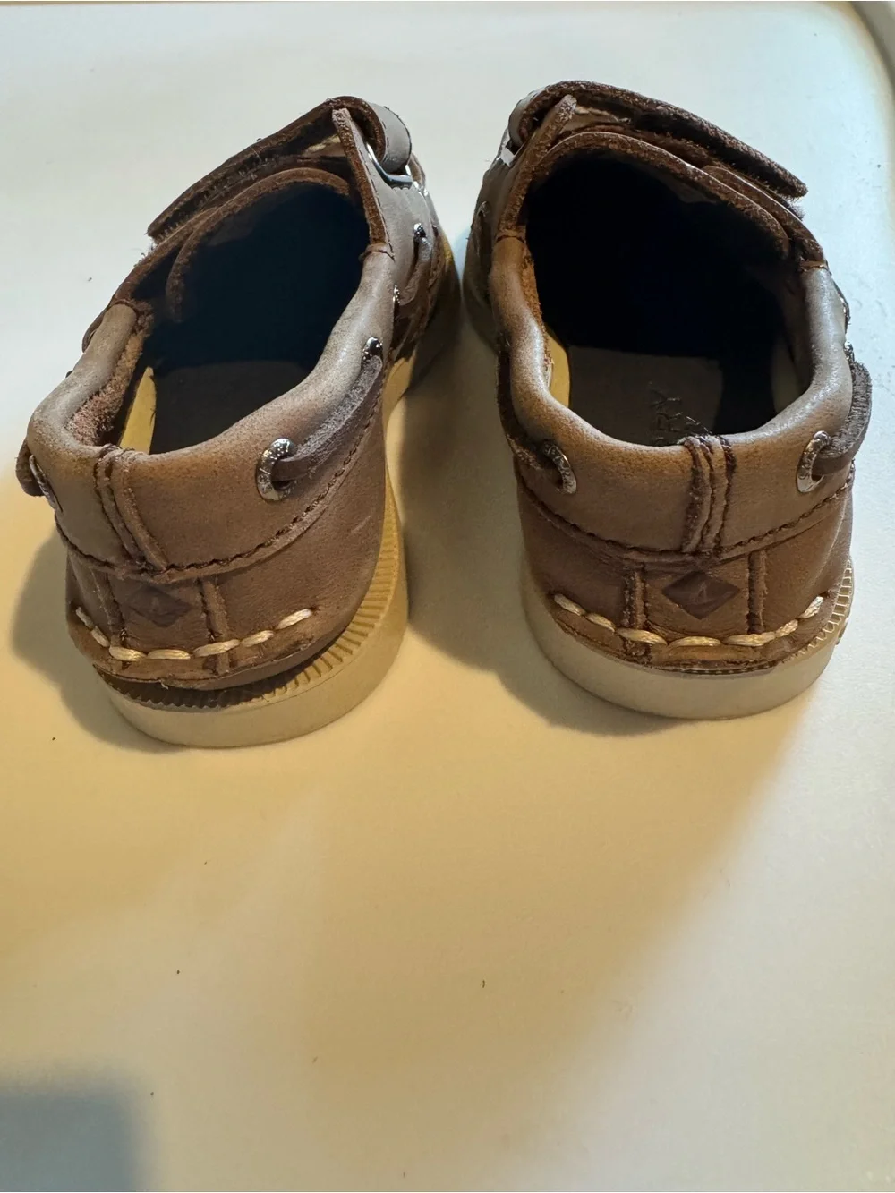 Sperry Top-Sider Toddler Brown Leather Boat Shoe with Hook-and-Loop Strap